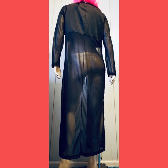 VTG 90s Vamp Wicked Goth Sheer Black Duster Jacket - Picture 4 of 7